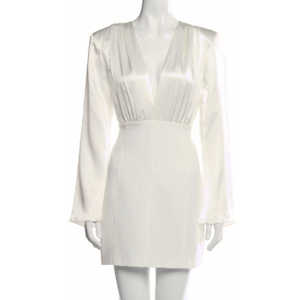 White Long Sleeve Silk Dress Size 10 - Picture 1 of 9